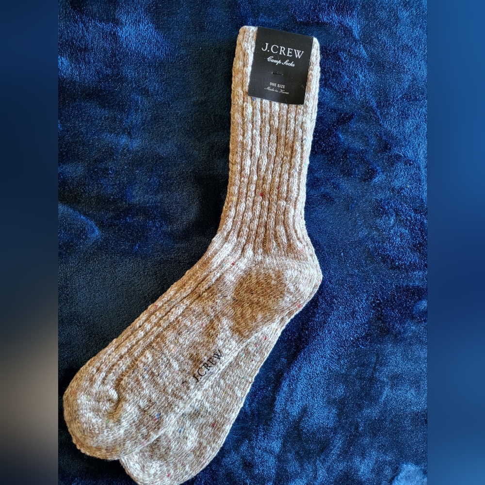 J. Crew camp sock, knit, beige, $8 one size, NWT, smoke/pet free